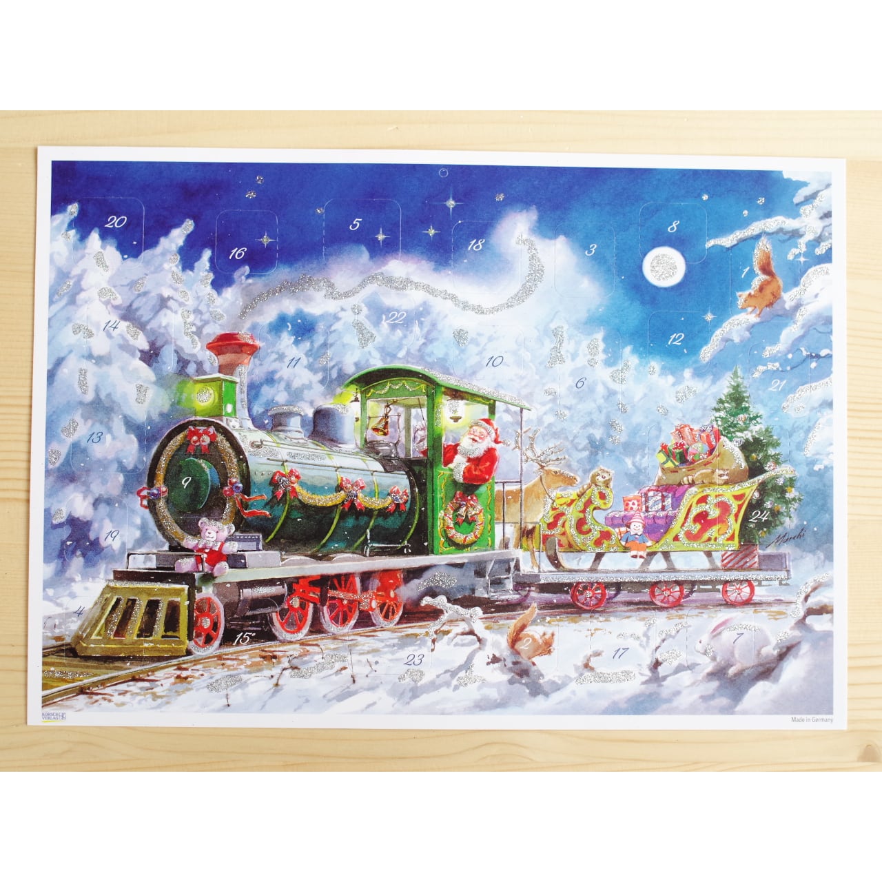 クリスマス　アドベントカレンダー　木製　列車