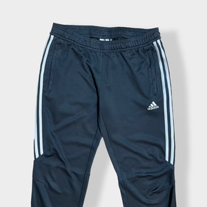 【adidas】トラックパンツ TRACK PANTS サッカー フットサル ジャージパンツ ジャージ下 裾チャック パフォーマンスロゴ プリント スリーストライプ CLIMACOOL アディダス ダークグレー US古着