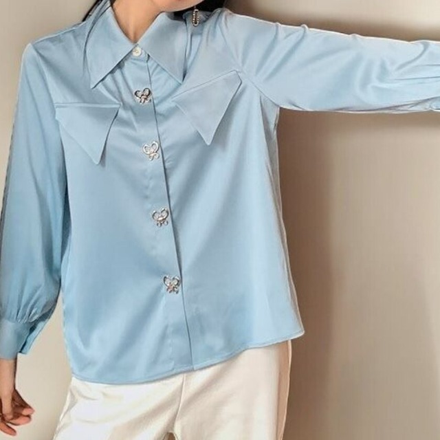 retro French style cute button shirt tops 0106