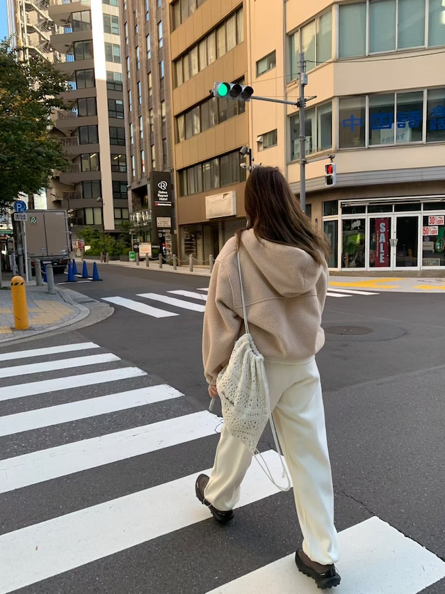 (予約) mellounge / Hooded fleece half zip-up 3color