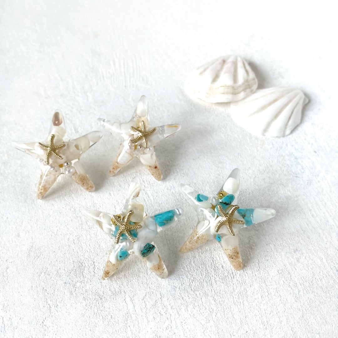 ヒトデの中の小さな海岸(ピアス/イヤリング) | o-sanocean