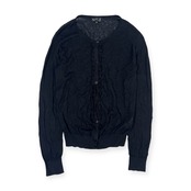 シルク リネン混 Agnes b. アニエスベー フリル ハイゲージ カーディガン イ(S程度)/ブラック レディース 薄手