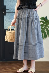 フランス風オーガニックコットン黒白チェックスカート