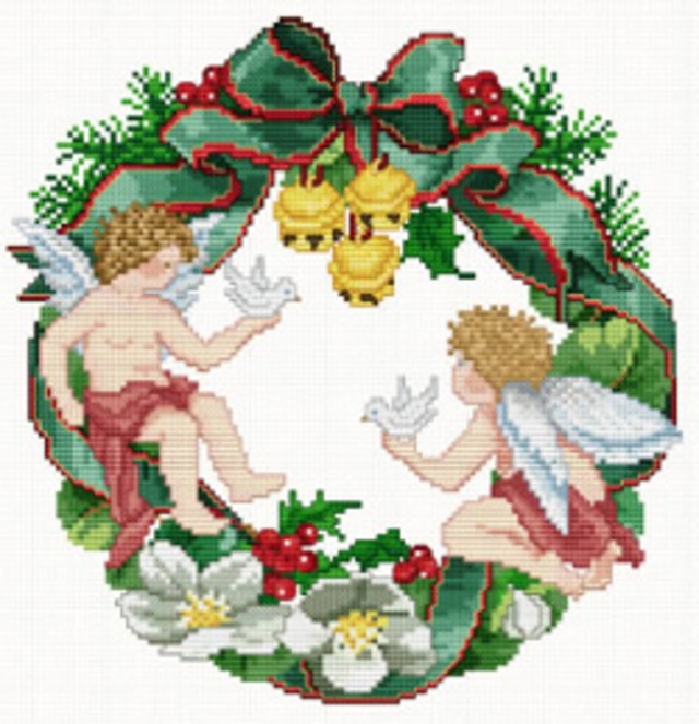 クロスステッチ図案「EMS043 Wreath Angels」:C-2142