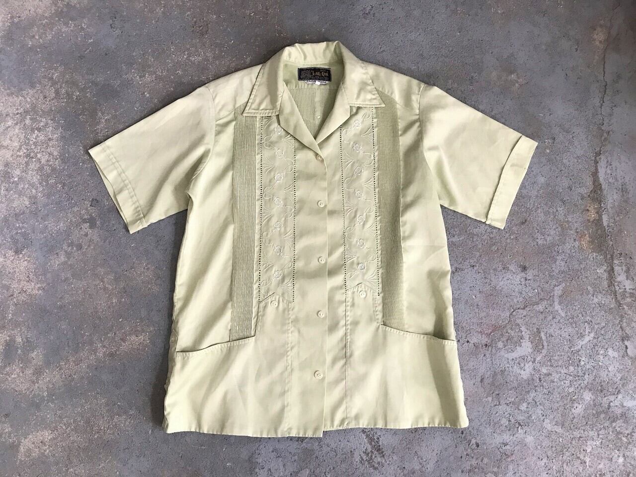70~80s LOL HA guayabera satin shirt