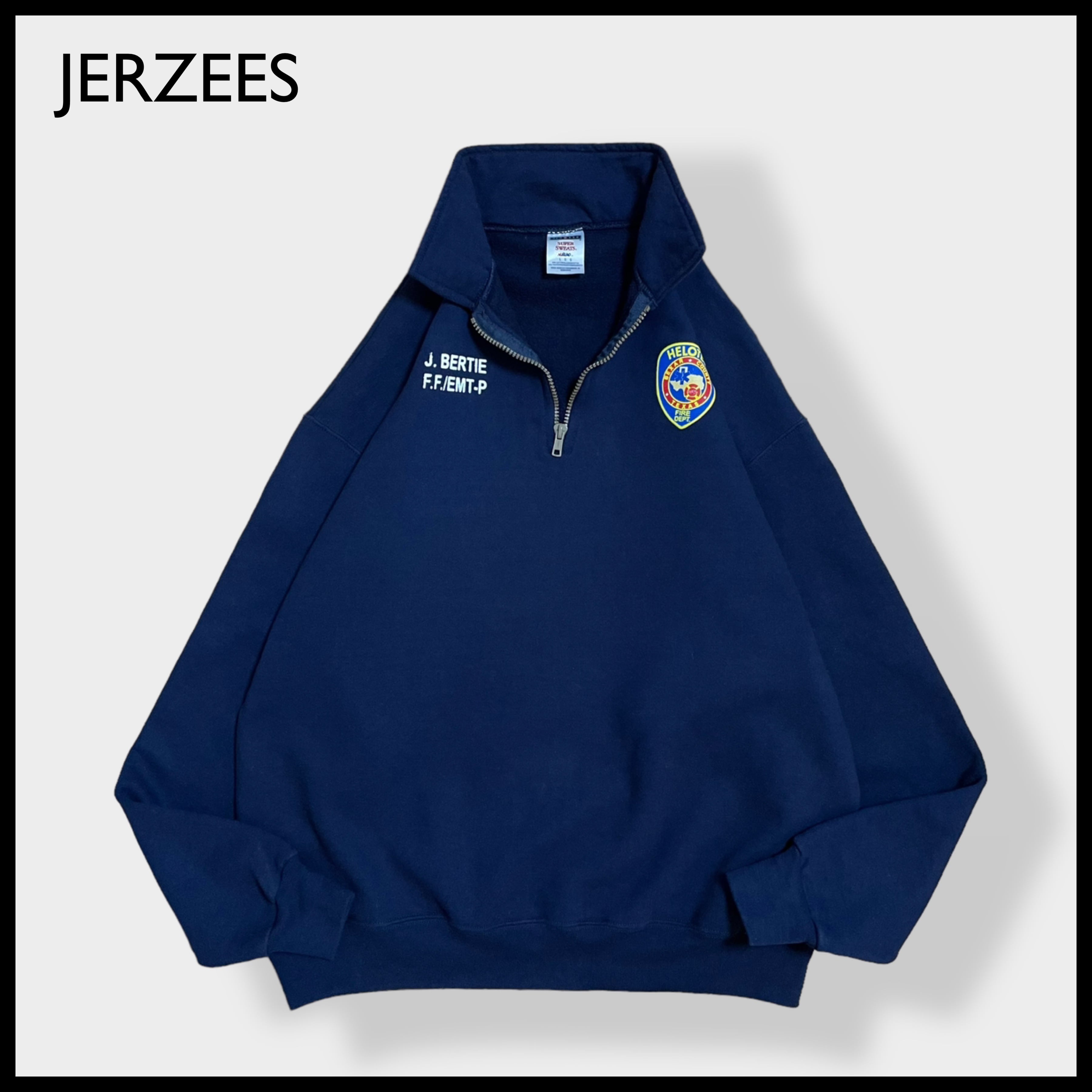 JERZEES】ハーフジップ ロゴ 消防署 消防士 バックプリント スウェット ...