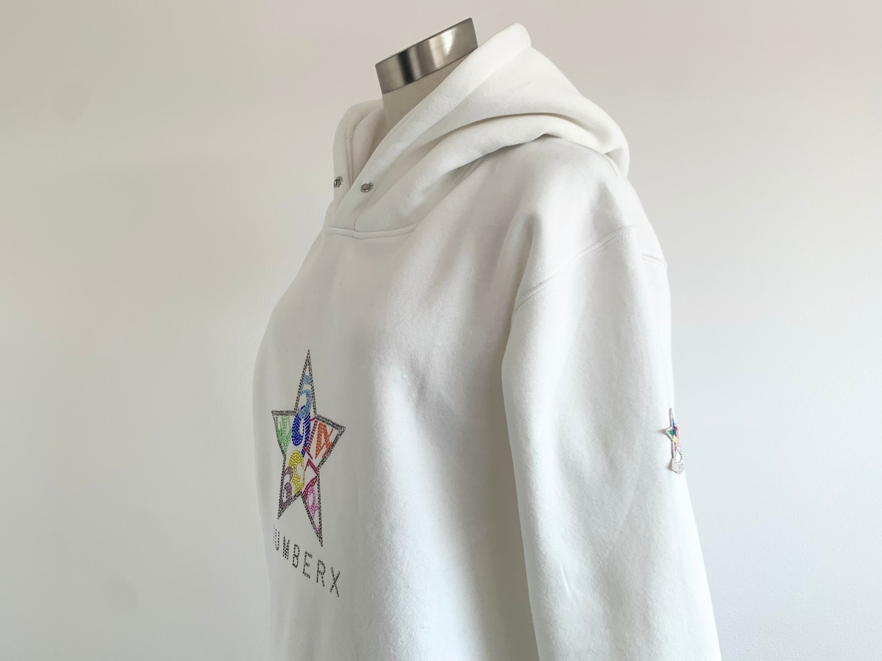 NUMBERX ラインストーン スウェットパーカー "WHITE"
