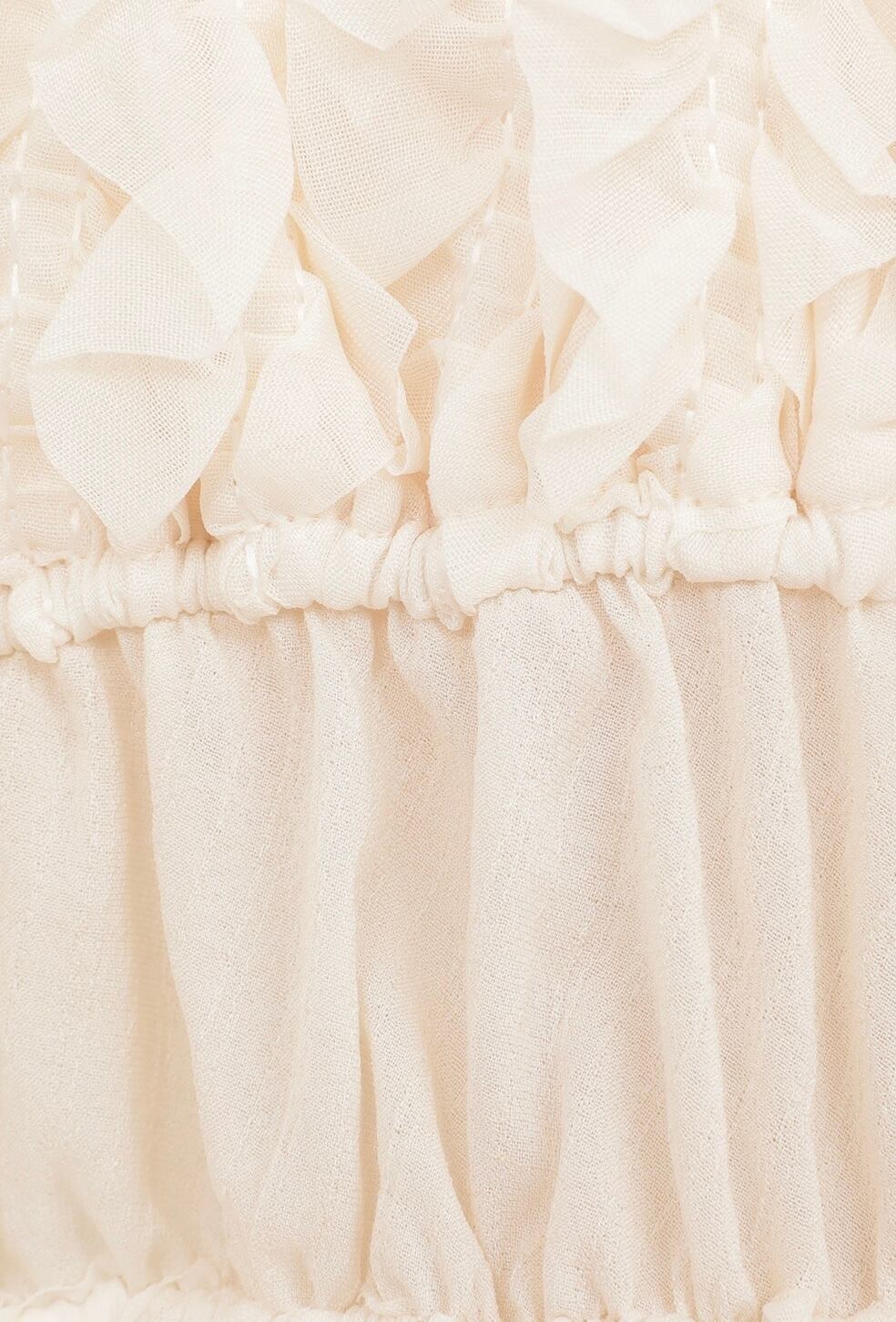 CLANE W FACE TOPSTITCHED FRILL TOPS -IVORY- | Chapel