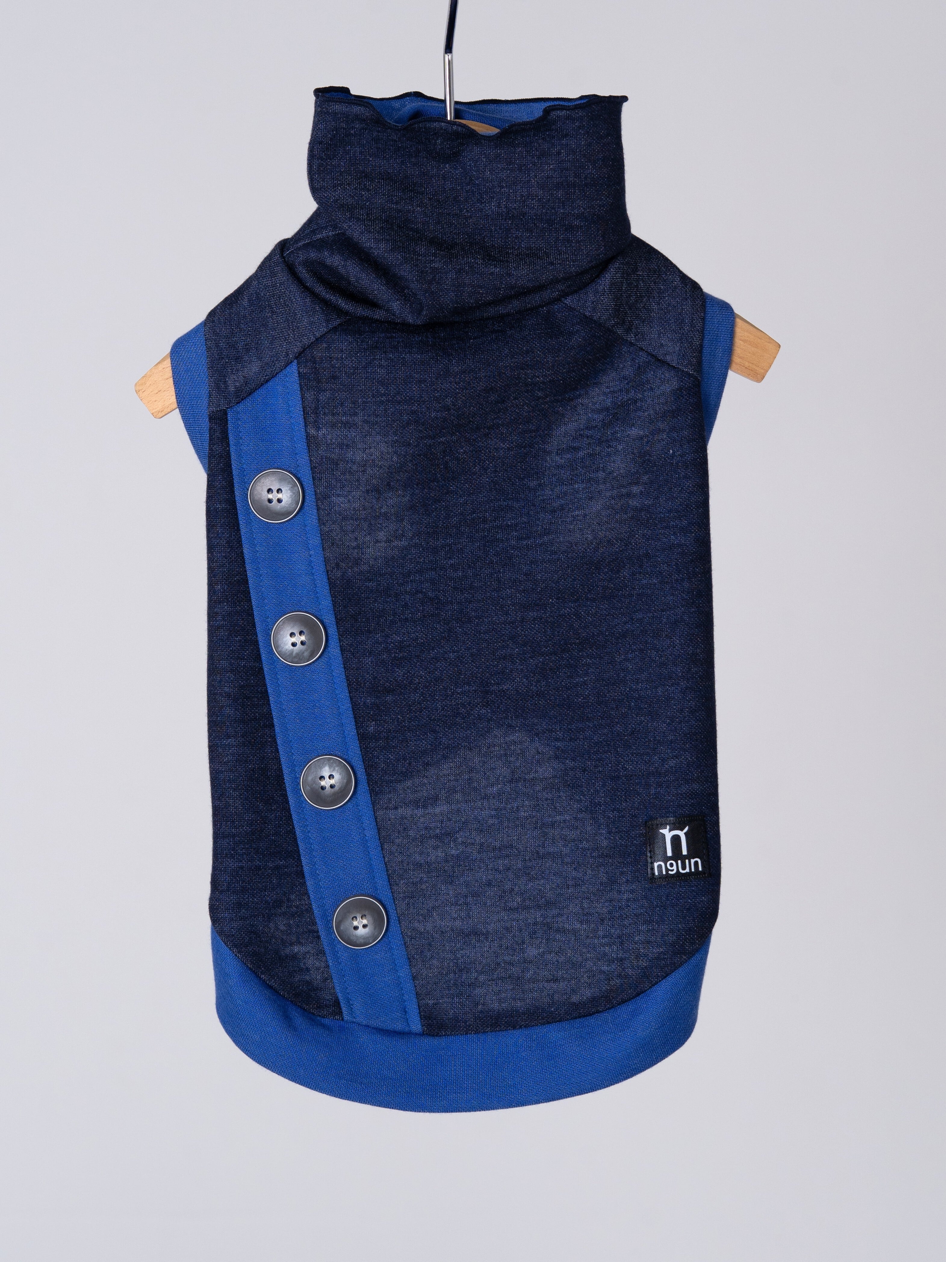 バイカラー・ハイネック プルオーバー〈NAVY&BLUE〉 | n9un