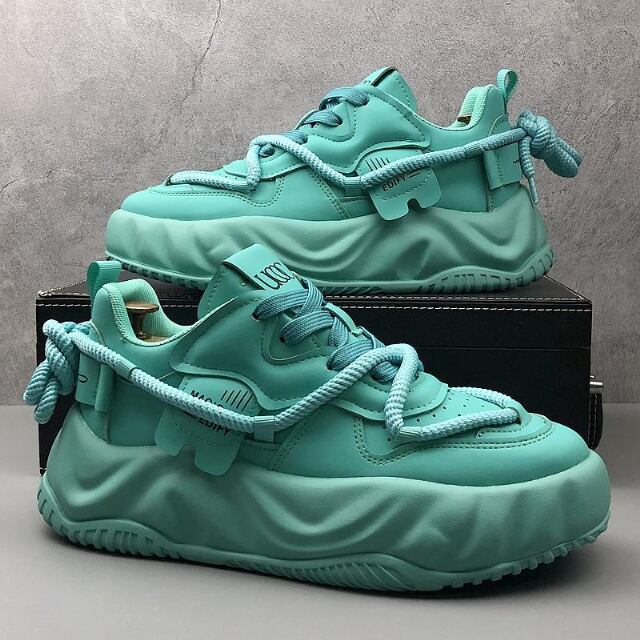 【予約販売】スニーカー 厚底 ダッド メンズ ビッグシルエット 韓国 アグリースニーカー 靴 グリーン/オフホワイト/ブルー スポーティー お洒落 カジュアル ストリート 24cm/24.5cm/25cm/25.5cm/26cm/26.5cm