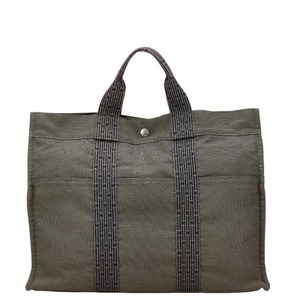エルメス エールラインMM トートバッグ グレー キャンバス レディース HERMES 【中古】