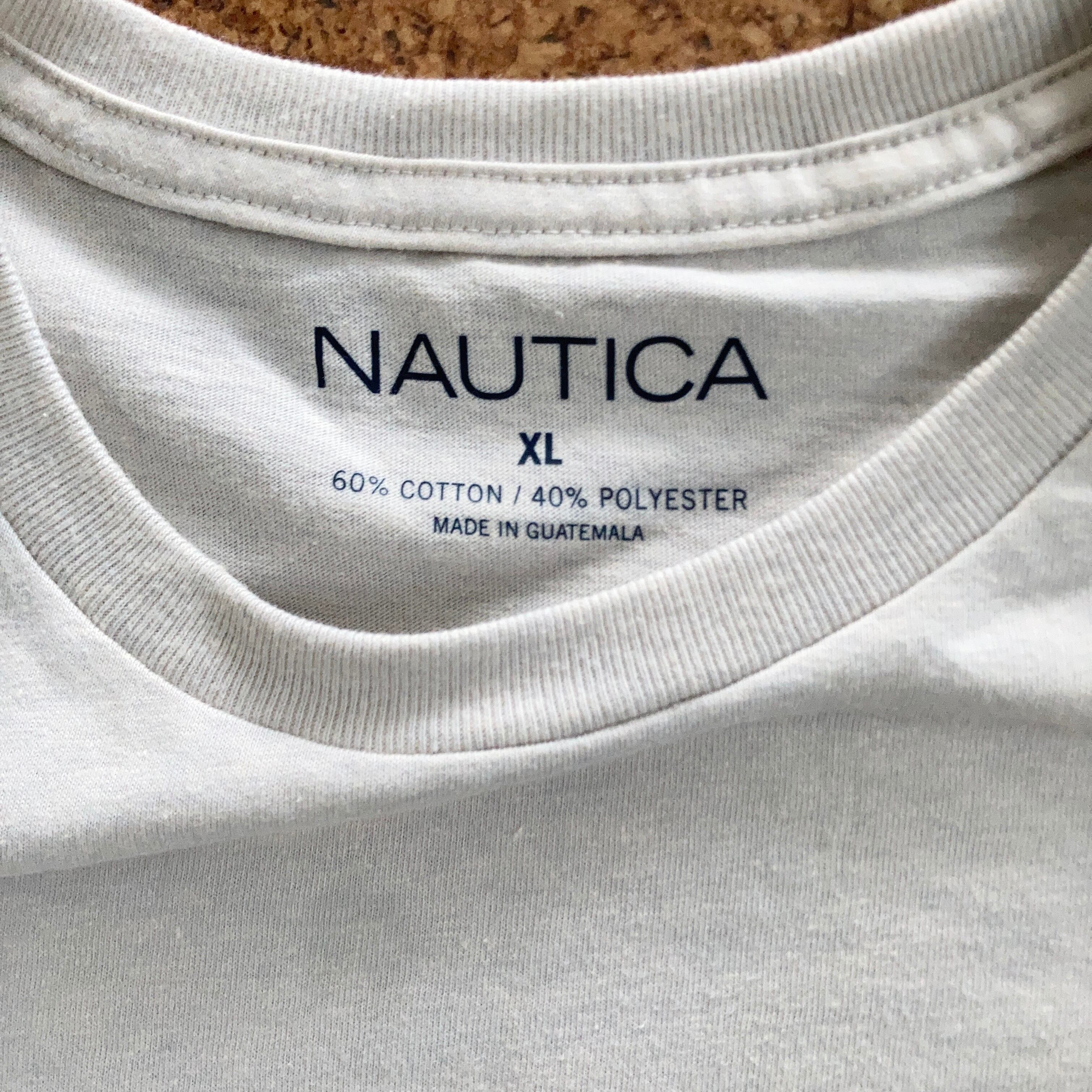 NAUTICA" バックプリントTシャツ グレージュ SIZE XLアメリカ並行
