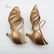 社交ダンス 衣装 ラテン シューズ 24cm ブラウン系 タカダンス TAKA DANCE 靴 くつ レディース ヒール ブロンズ 光沢 シンプル ストラップ 高級感 上品 ダンスシューズ ダンス衣装 練習 レッスン イベント ステージ