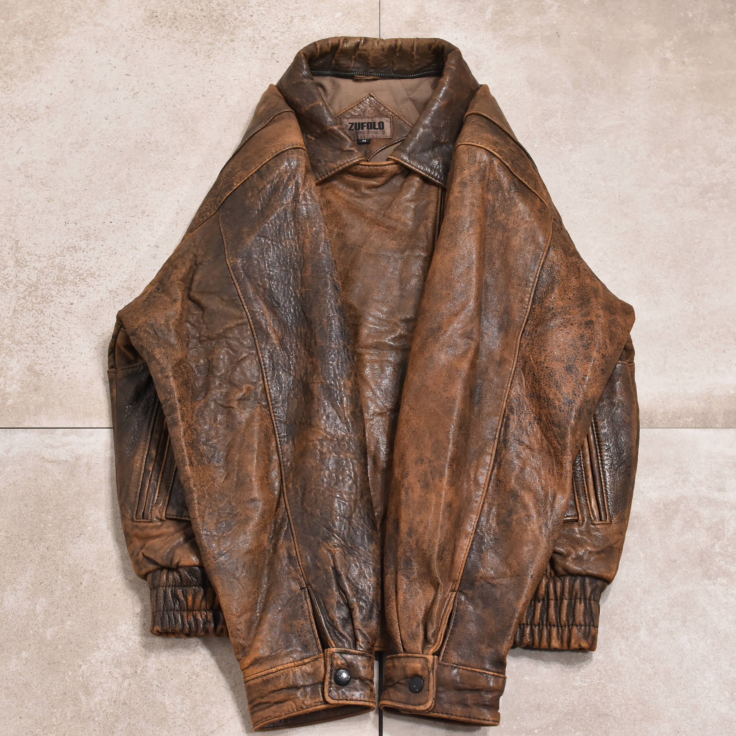 90s aging processing leather jkt | 古着屋 grin days memory 【公式