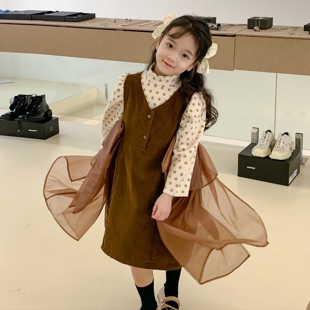 2色展開　韓国風子供服 ベビー服 キッズ 女の子 かわいい ノースリーブ ワンピース KD9043
