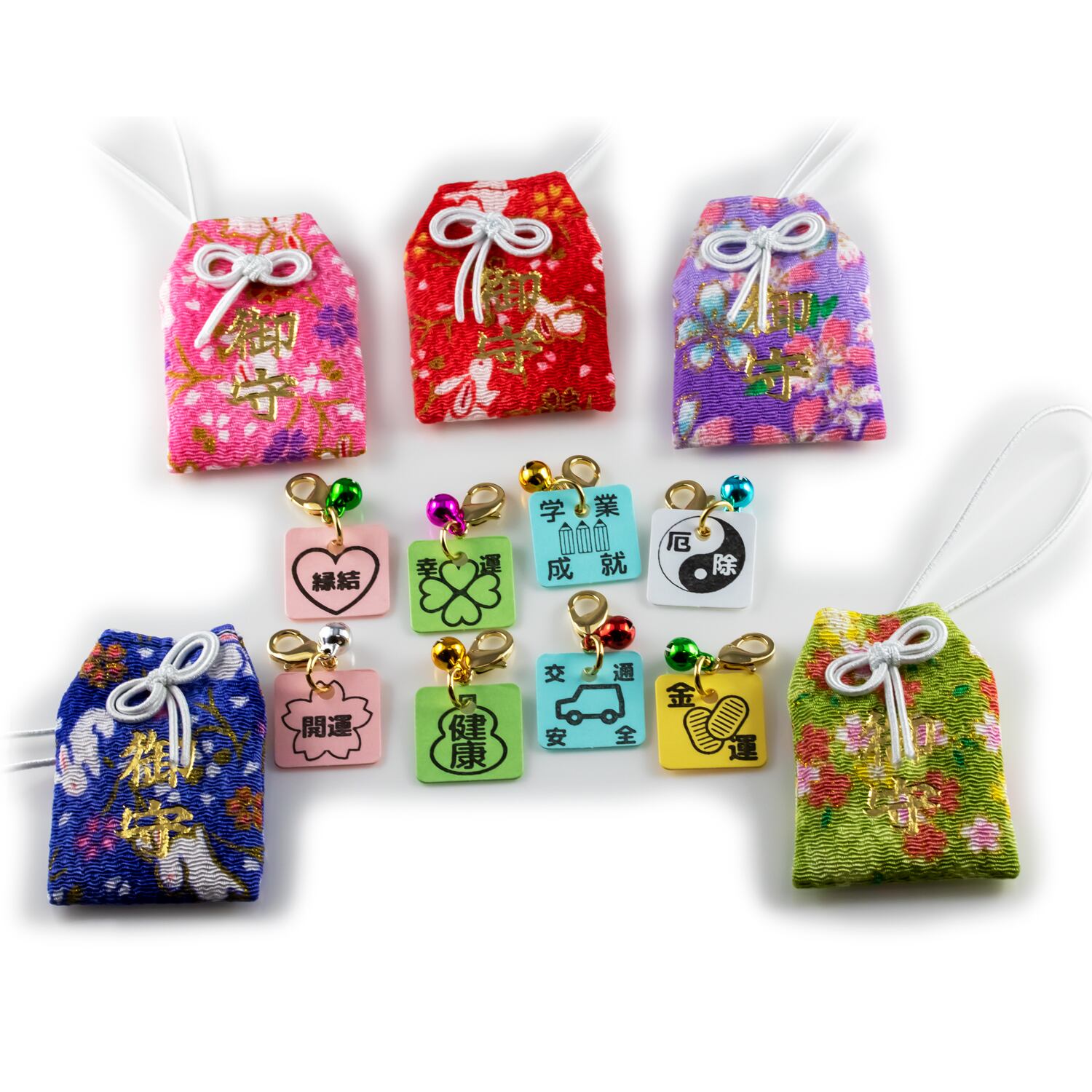 選べる願意 ちりめん御守袋 お守り 縁結 厄除 交通安全 健康 幸運 開運 金運 学業成就 宝来鈴付き おまもり Good Time ショッピング お守り パワーストーン ピアス通販