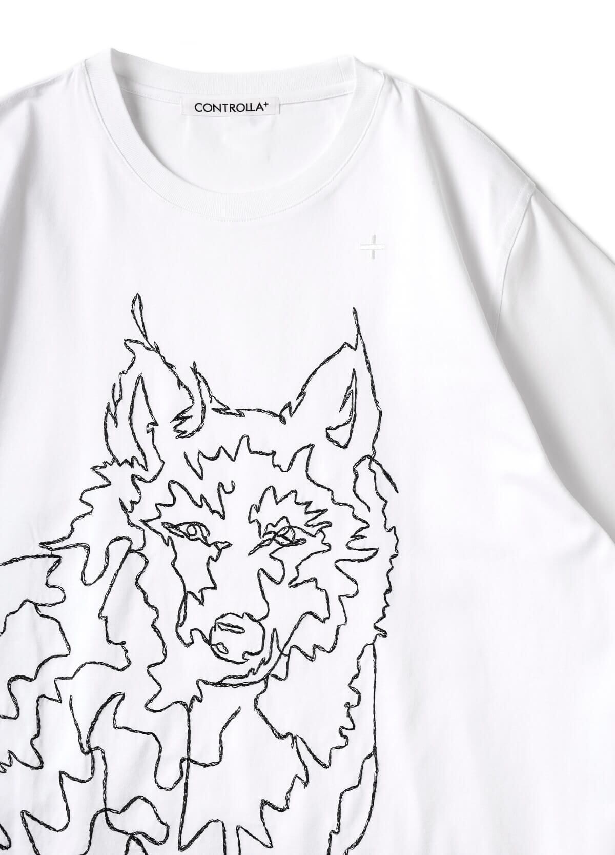 WOLF EMBROIDERY S/S CUT & SEW (WHITE)