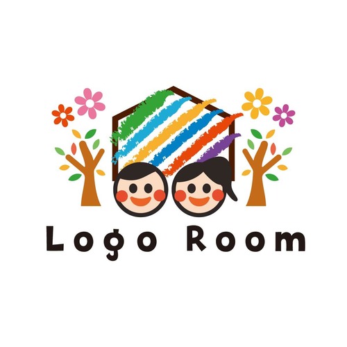 No311 明るい保育園のロゴ【子供、イラスト、明るい、ポップ、保育園、幼稚園、教育、お絵かき、クレヨン、ショップ】