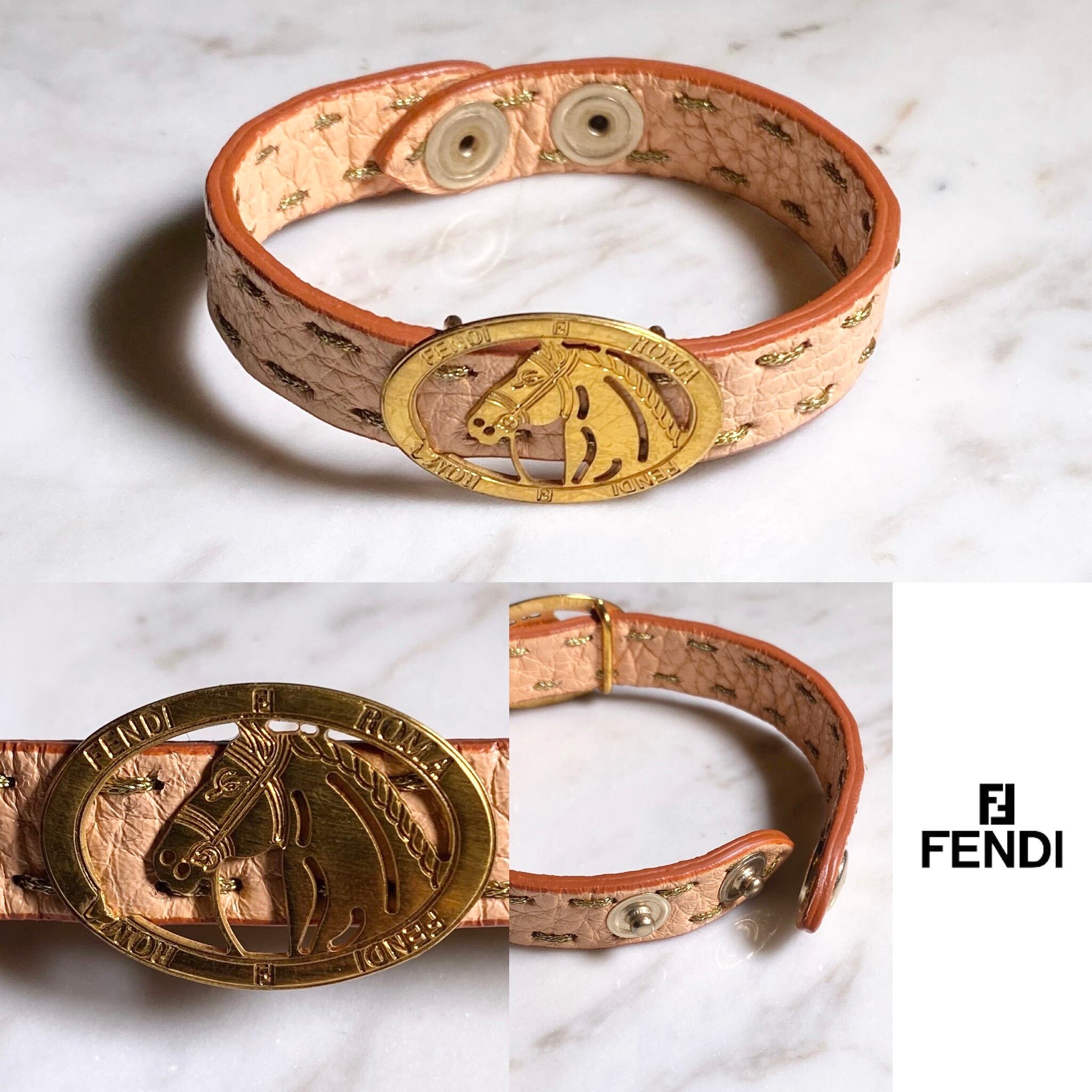 FENDI horse buckle leather bracelet | NOIR ONLINE