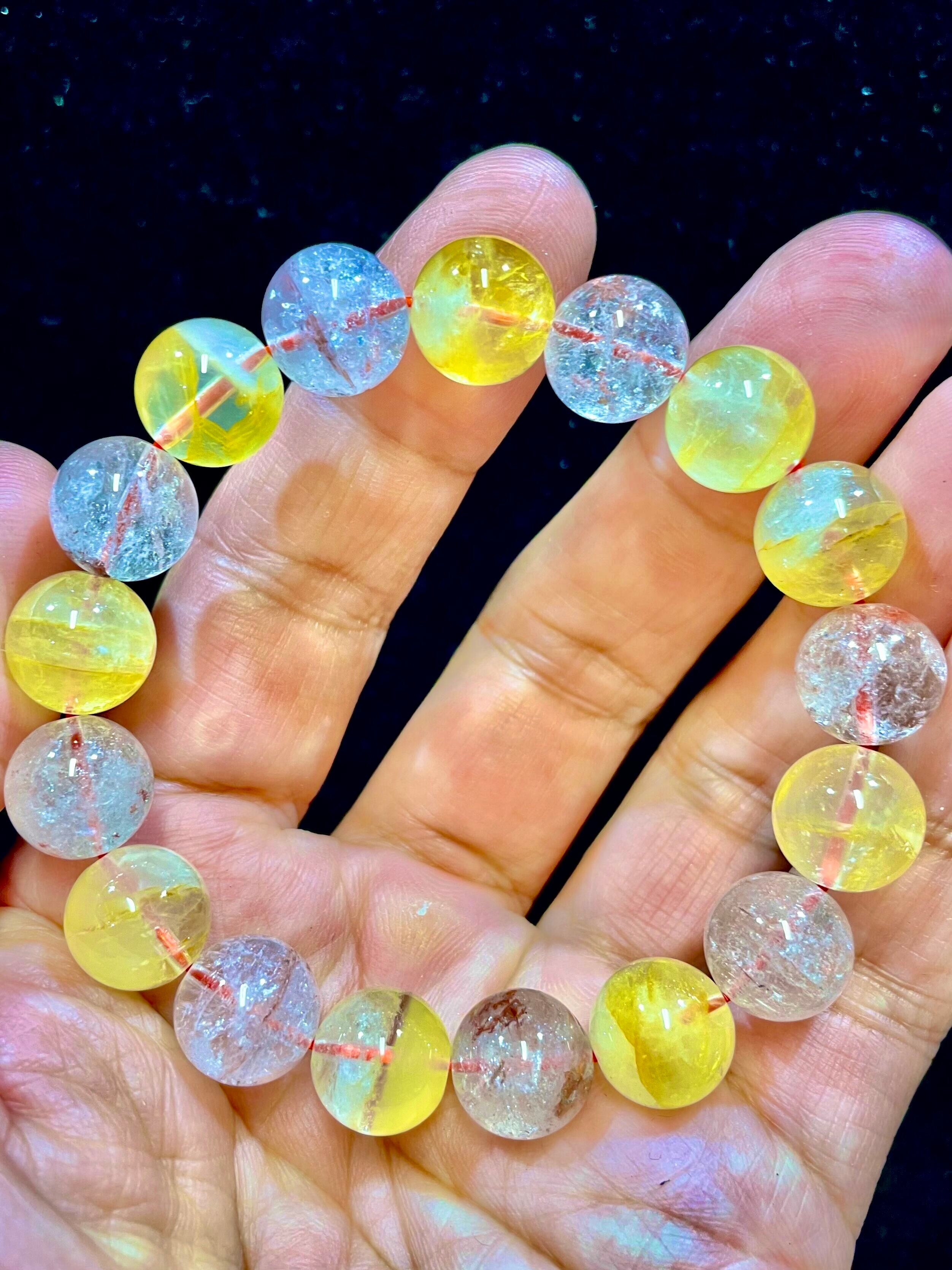 11) 超美品ライモナイトINクオーツ・ブレスレット12mm