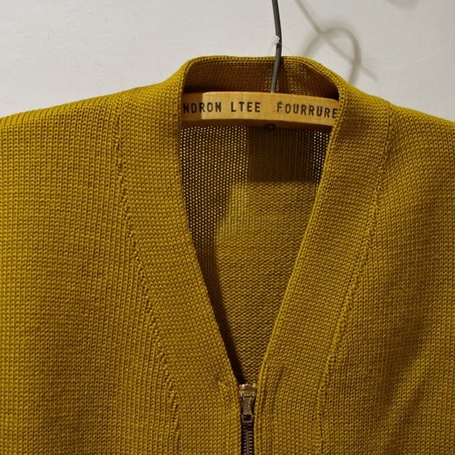 1940-50s Zip Up Cardigan / 長リブ 折り返しポケット !! / ビンテージ