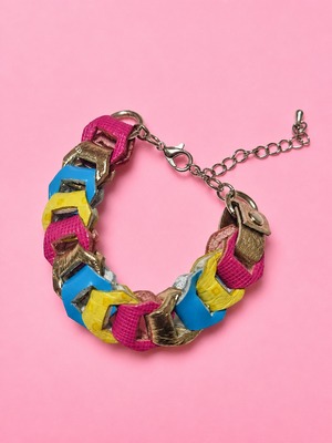 [松浦志穂×OMNES] Leather Chain Bracelet MULTI