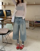 Button side slit sheer t-shirt L0127