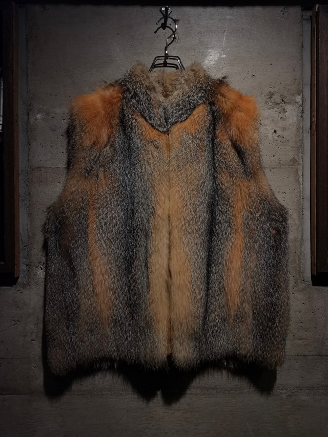 【Caka】Beautiful Gradation Vintgae Loose Zip up Fur Vest