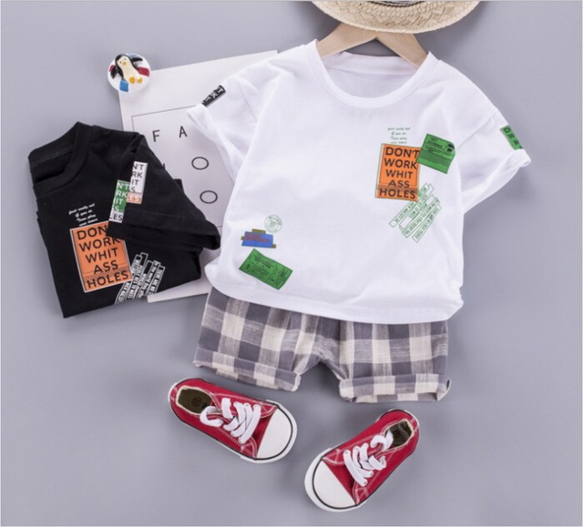 送料無料♡ベビー キッズ セットアップ チェック ハーフパンツ Tシャツ 80cm-110cm 韓国子供服（DM0230）