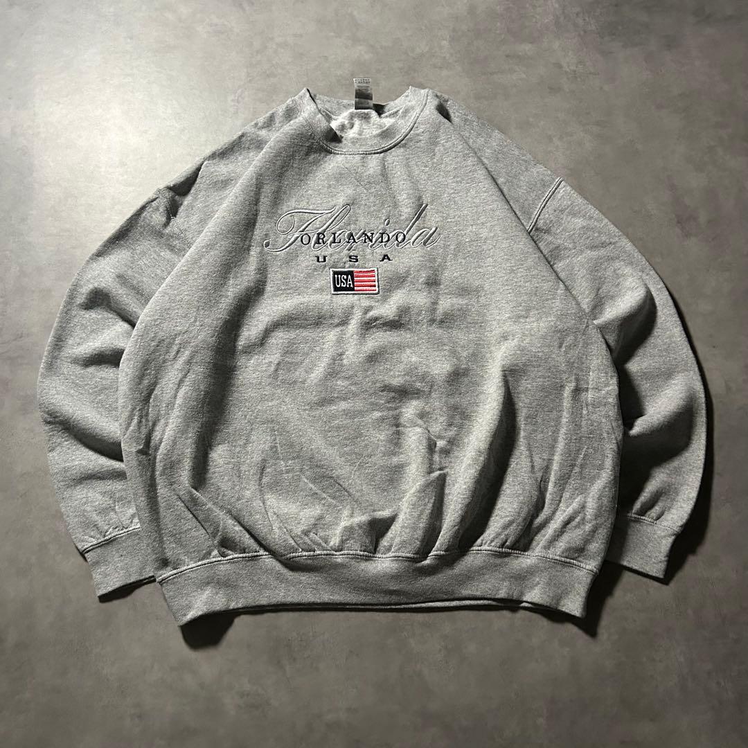 GILDAN グレー USA 刺繍 ロゴ スウェット トレーナー アメリカ古着