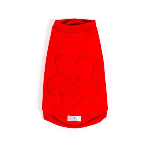 VanityPet Red cotton dog sweatshirt with appliqu? flower "Monocrome Fiore" XXS