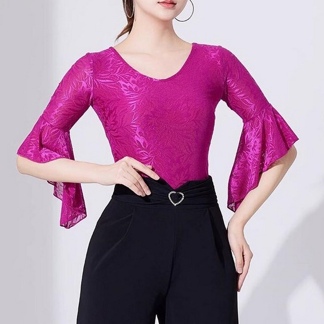 4collar モダンプリントデザイン ミッド スリーブ トップス ds0336