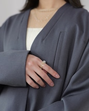 RITSUKO KARITA - Wool No-collar Jacket :Gray|岐阜ウール/玉虫調(紫×グレー)/深ベンツ