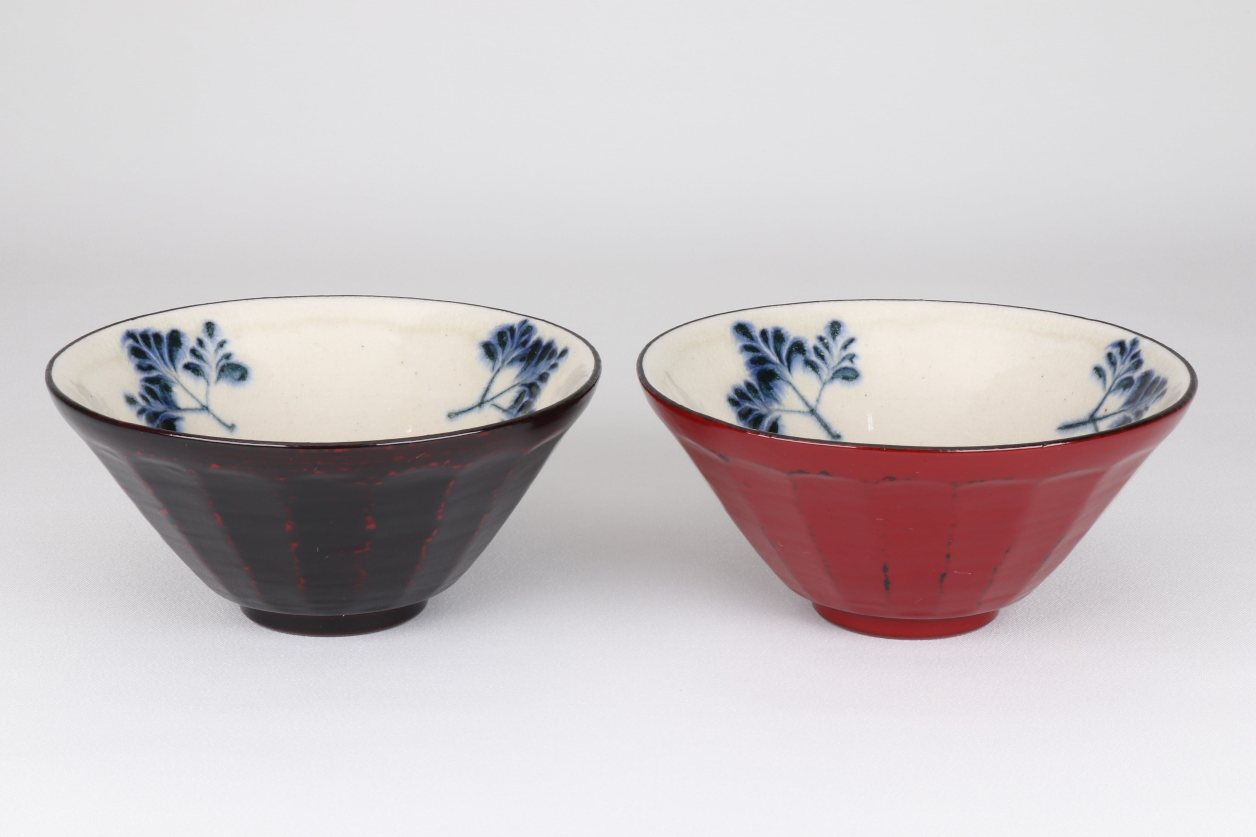 漆陶 面取り茶碗 シダ【B級品】