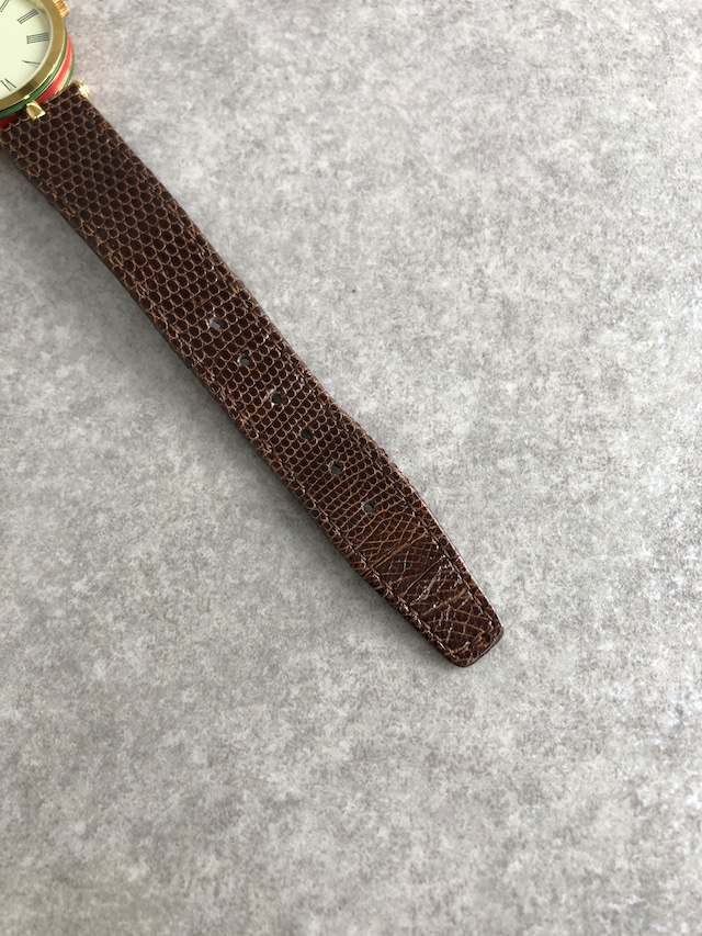 GUCCI グッチ 腕時計 ブラウン ゴールド シェリーライン　ラウンドフェイス レザー クウォーツ vintage ヴィンテージ オールド vng8gz