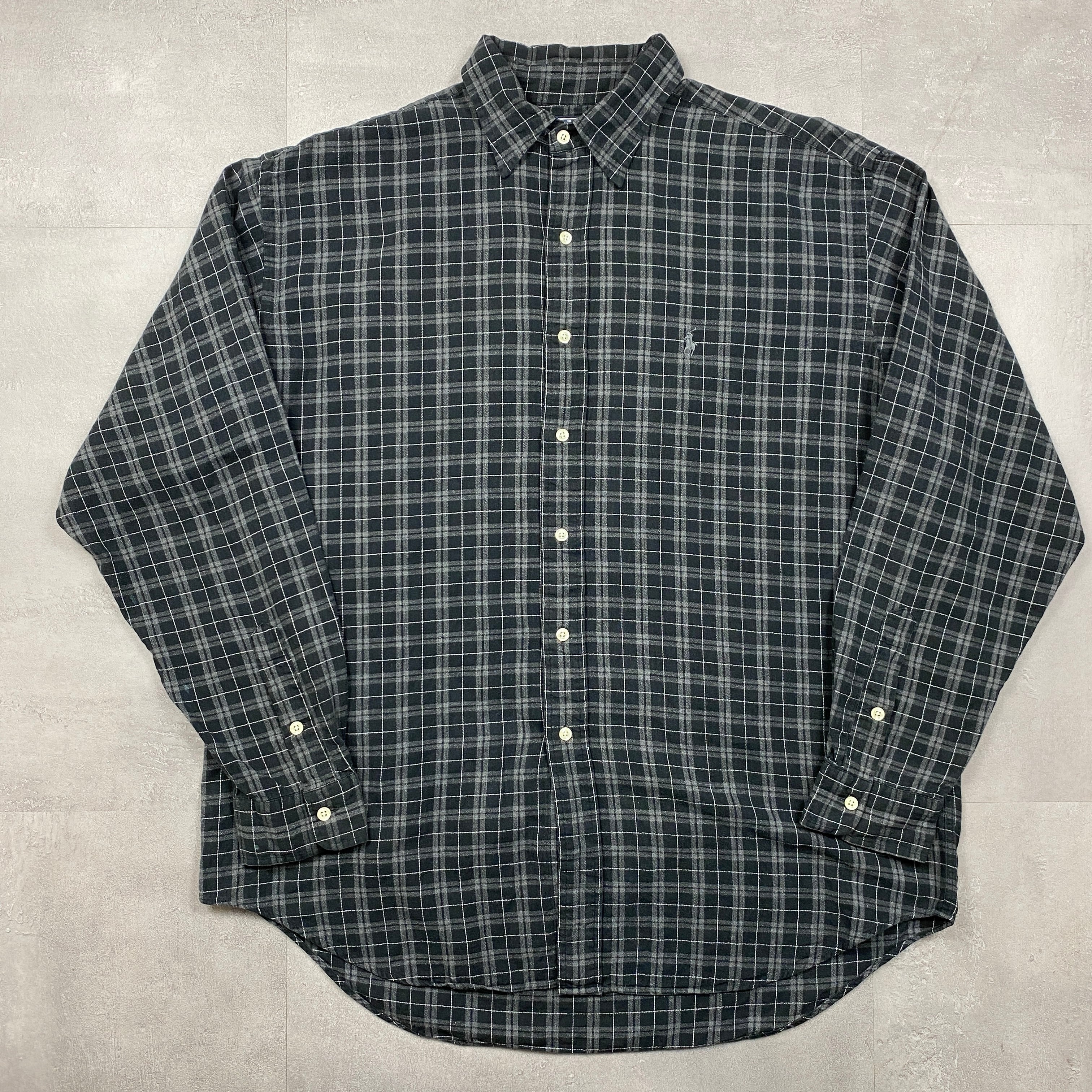 《L》 Ralph Lauren ラルフローレン LOWELL SPORT ボタンダウンシャツ チェック ブラック No.4193