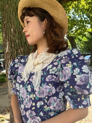 “laura ashley” purple ribbon flower dress