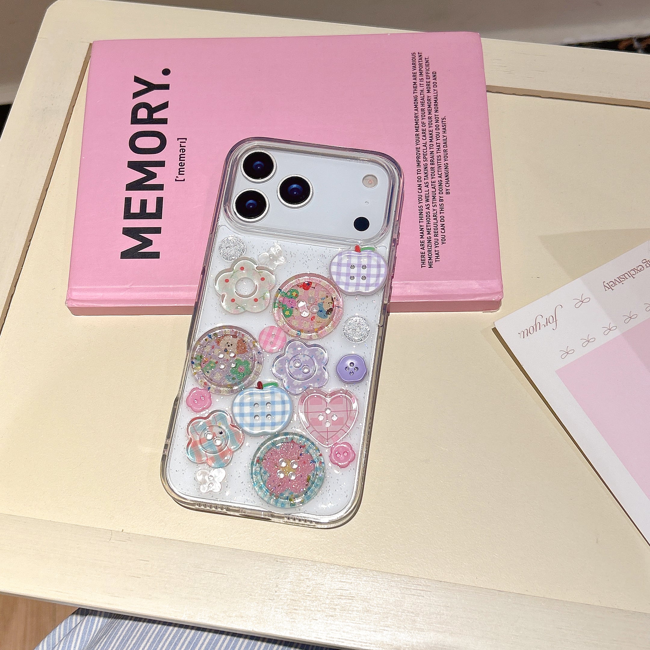 クリア iphone 17 16 15 14 13 12 ケース 花 立体 ぷっくり かわいい