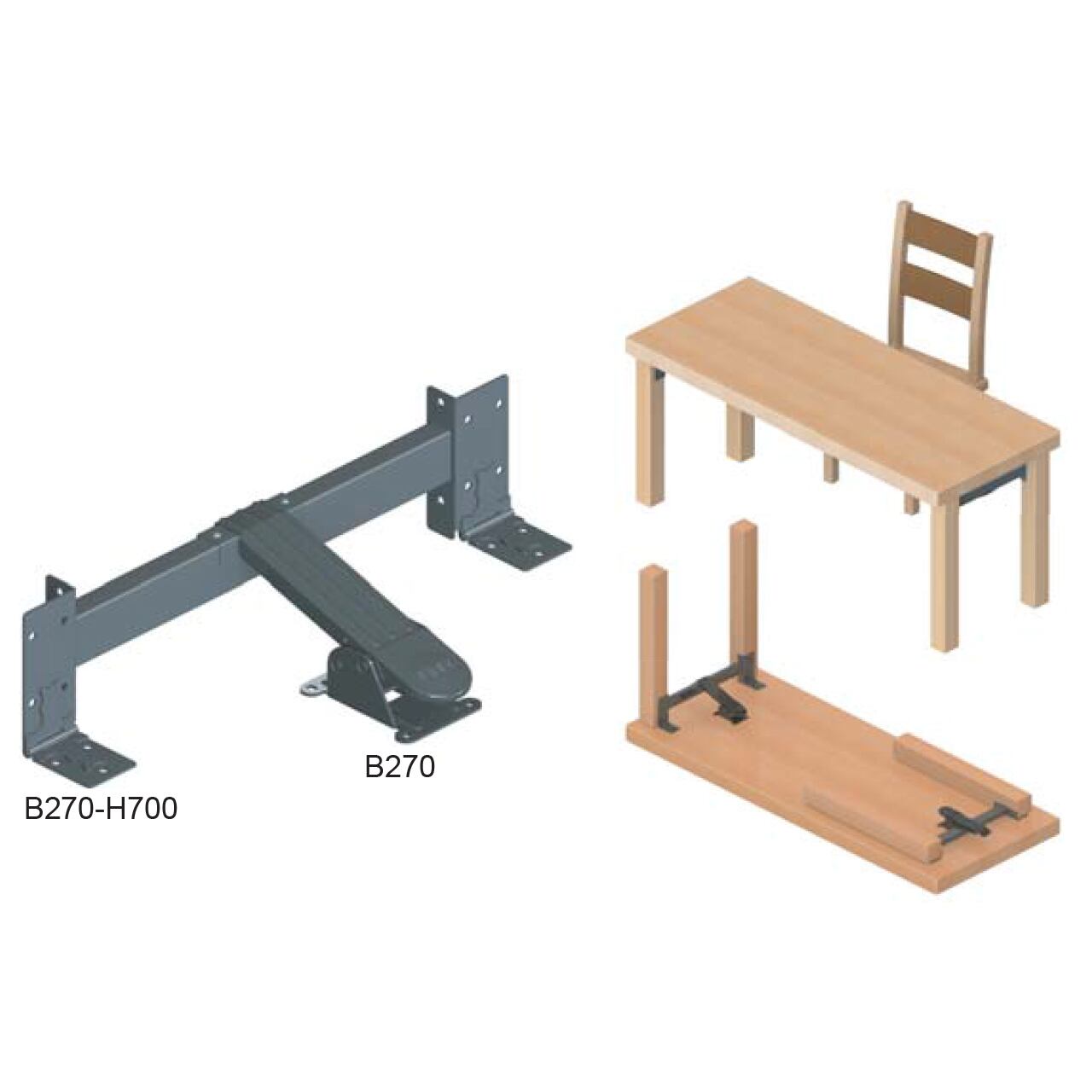 B270-H700 蝶番付き横桟 (単品) | Kojima Metal Fitting Corporation
