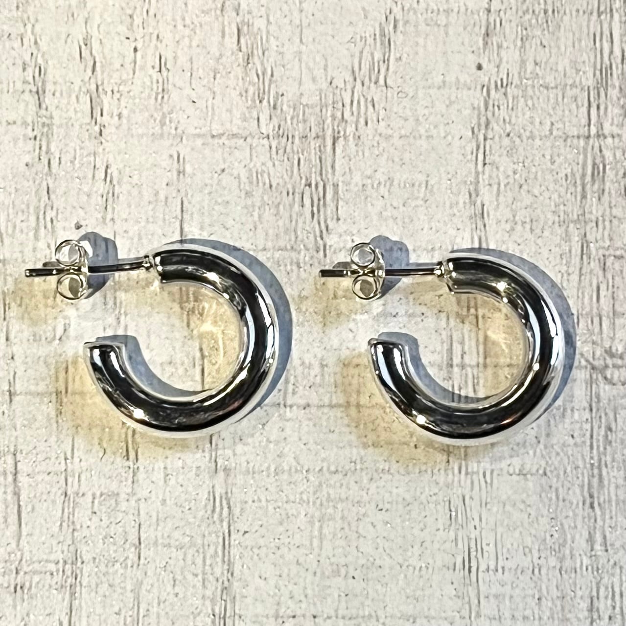 SILVER925 STUD FOOP WIDE EARRINGS /シルバー/ピアス