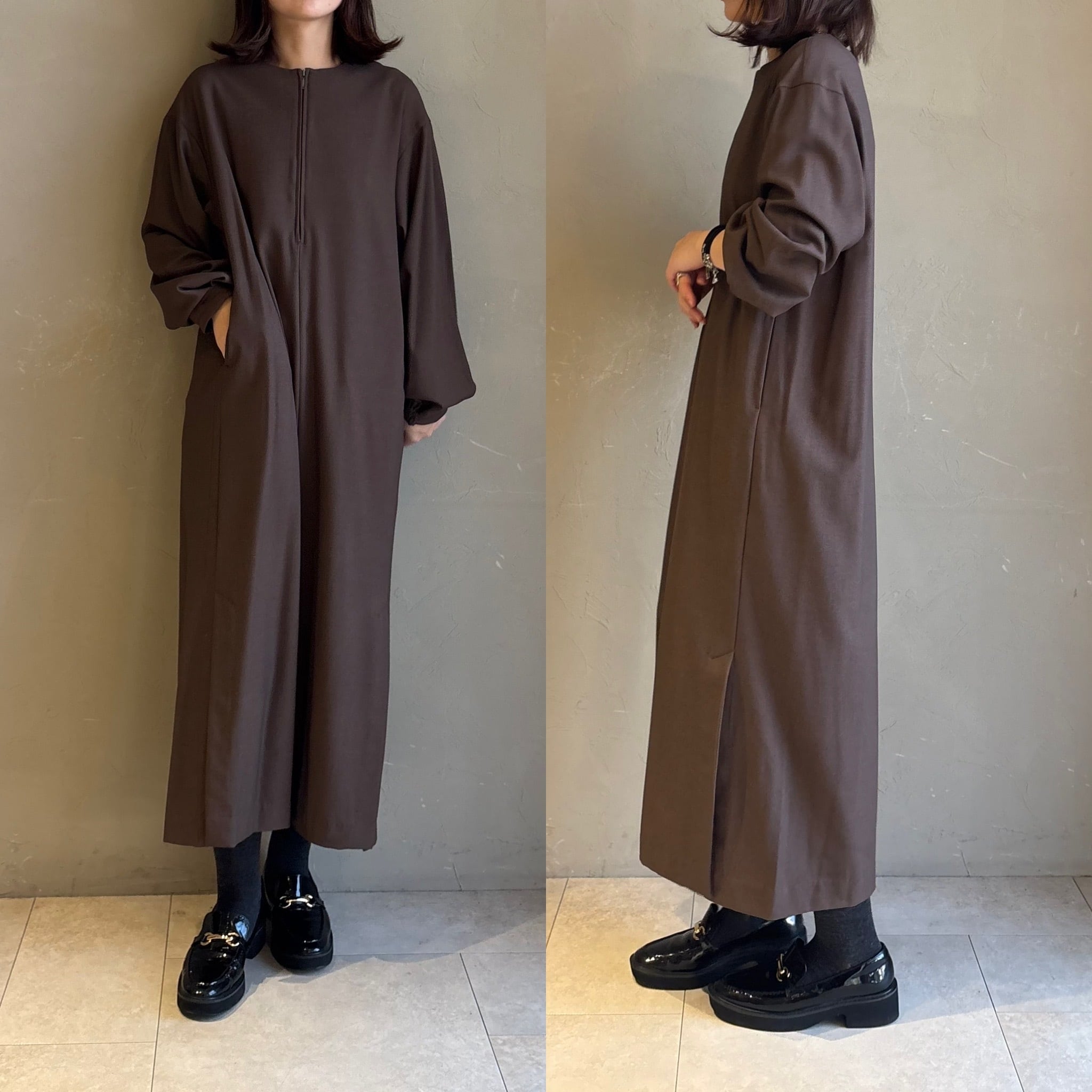 《 12/18(木)まで限定販売 》【 CLOCHE 】シアバタージップワンピース