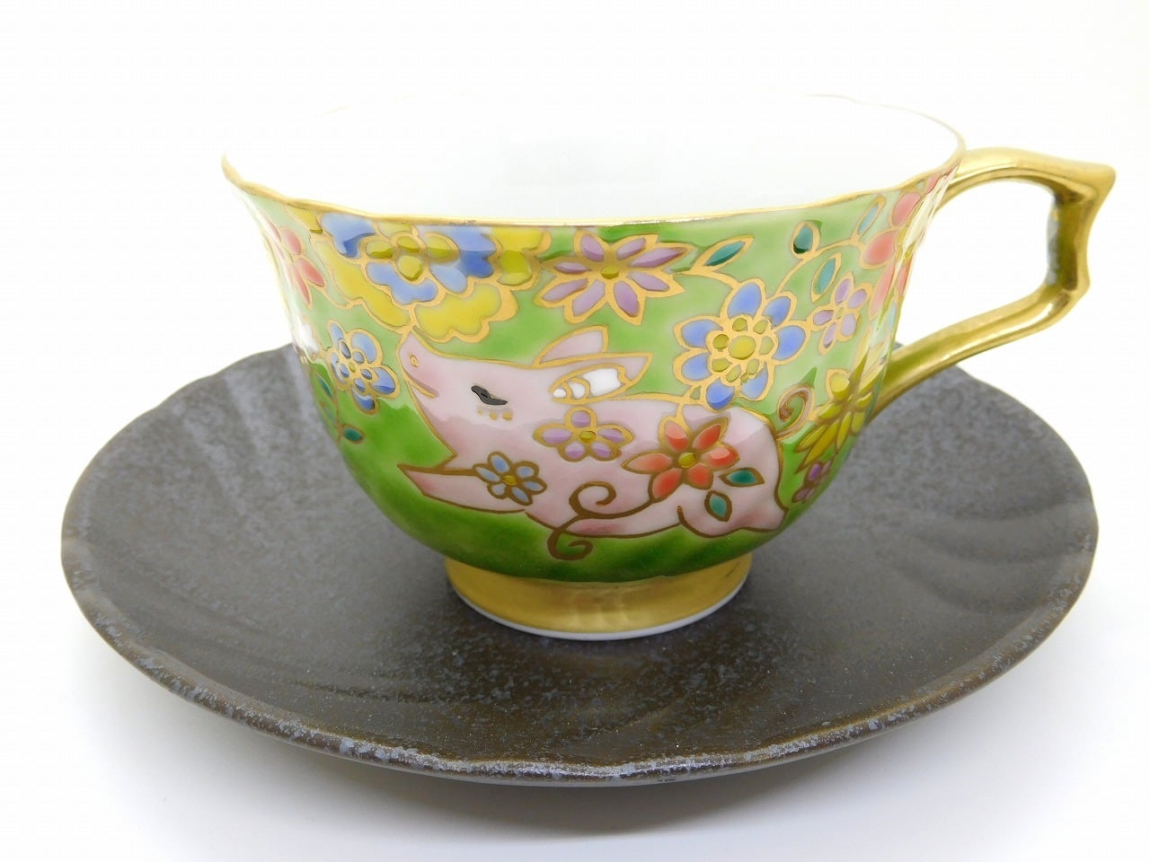 【希少】九谷焼 1000クレーン 鶴 ティーカップ ソーサー 2プレート セット 希少】九谷焼 1000クレーン 鶴 ティーカップ ソーサー 2プレート