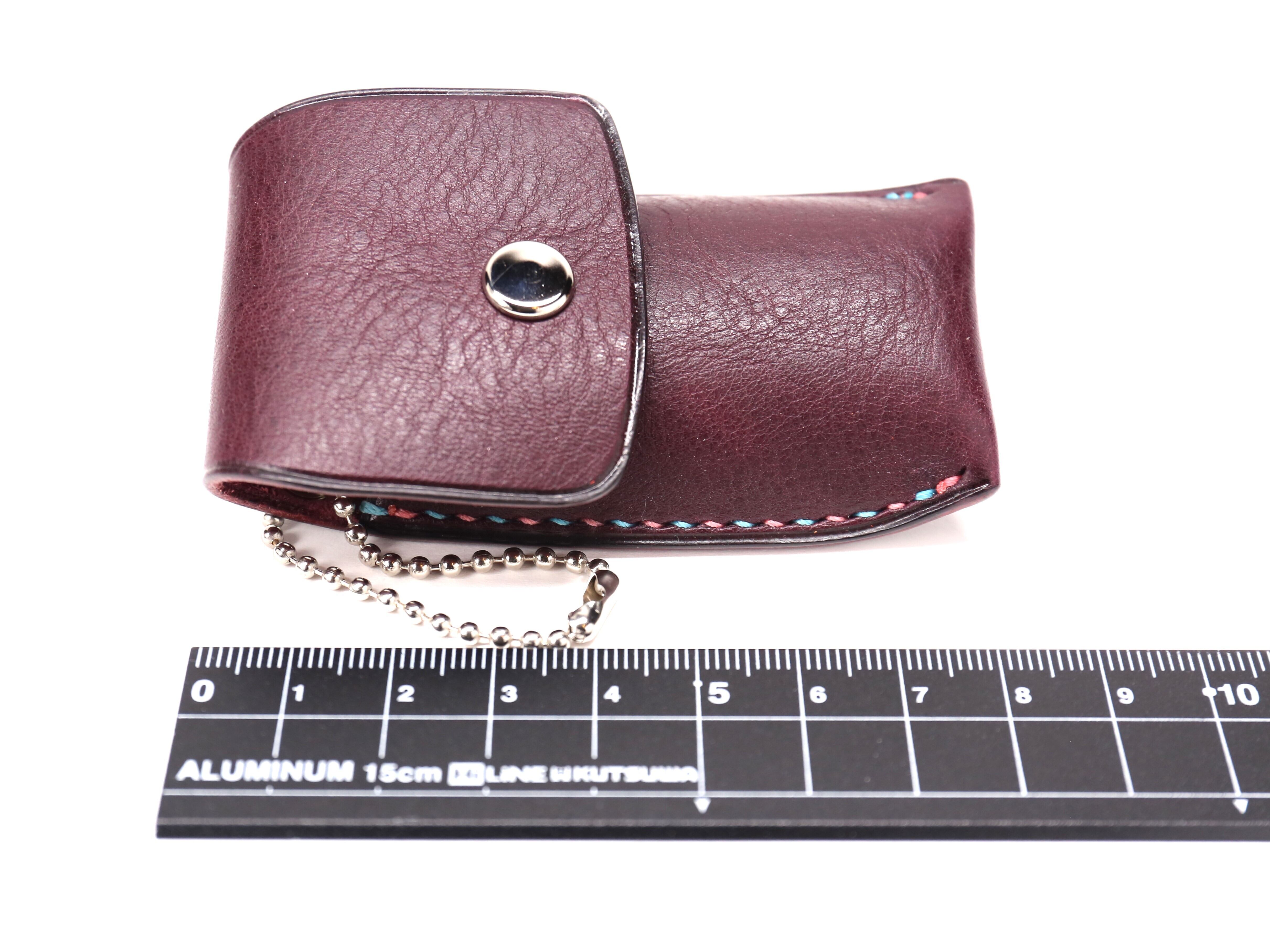 リップバームケース（ワインレッド）ボールチェーン付き | kumosan