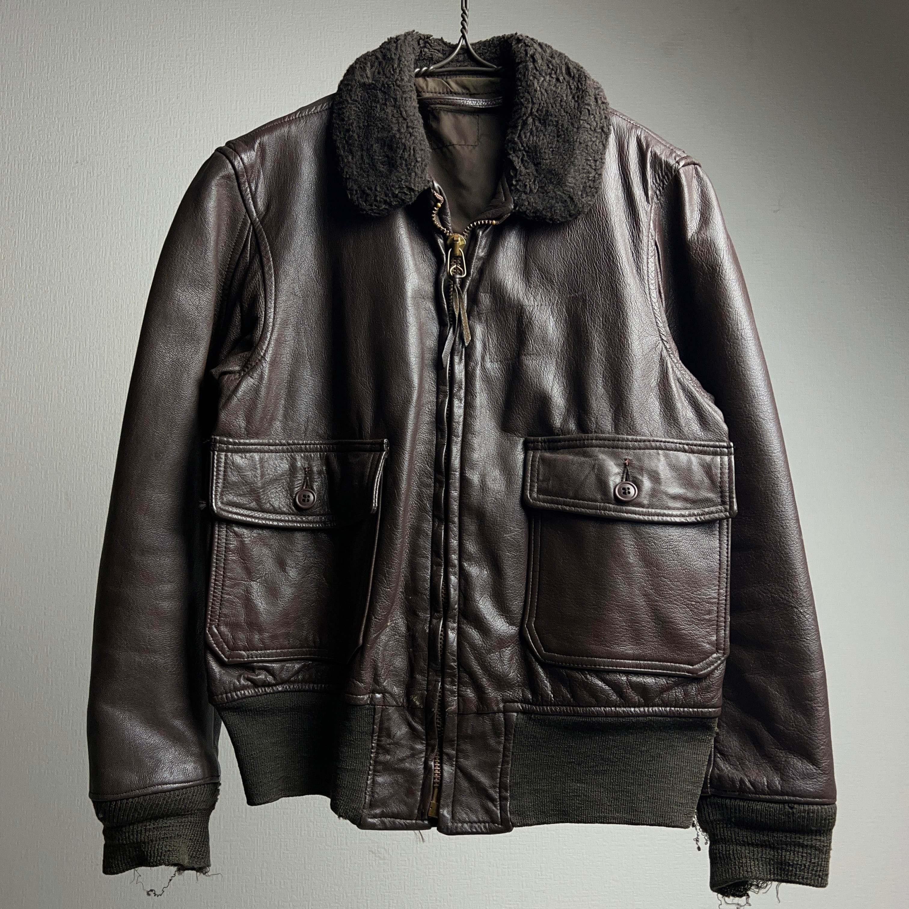 70's~ U.S.NAVY G-1 FLIGHT JACKET フライトジャケット レザージャケット 米海軍【0929A04】【送料無料】