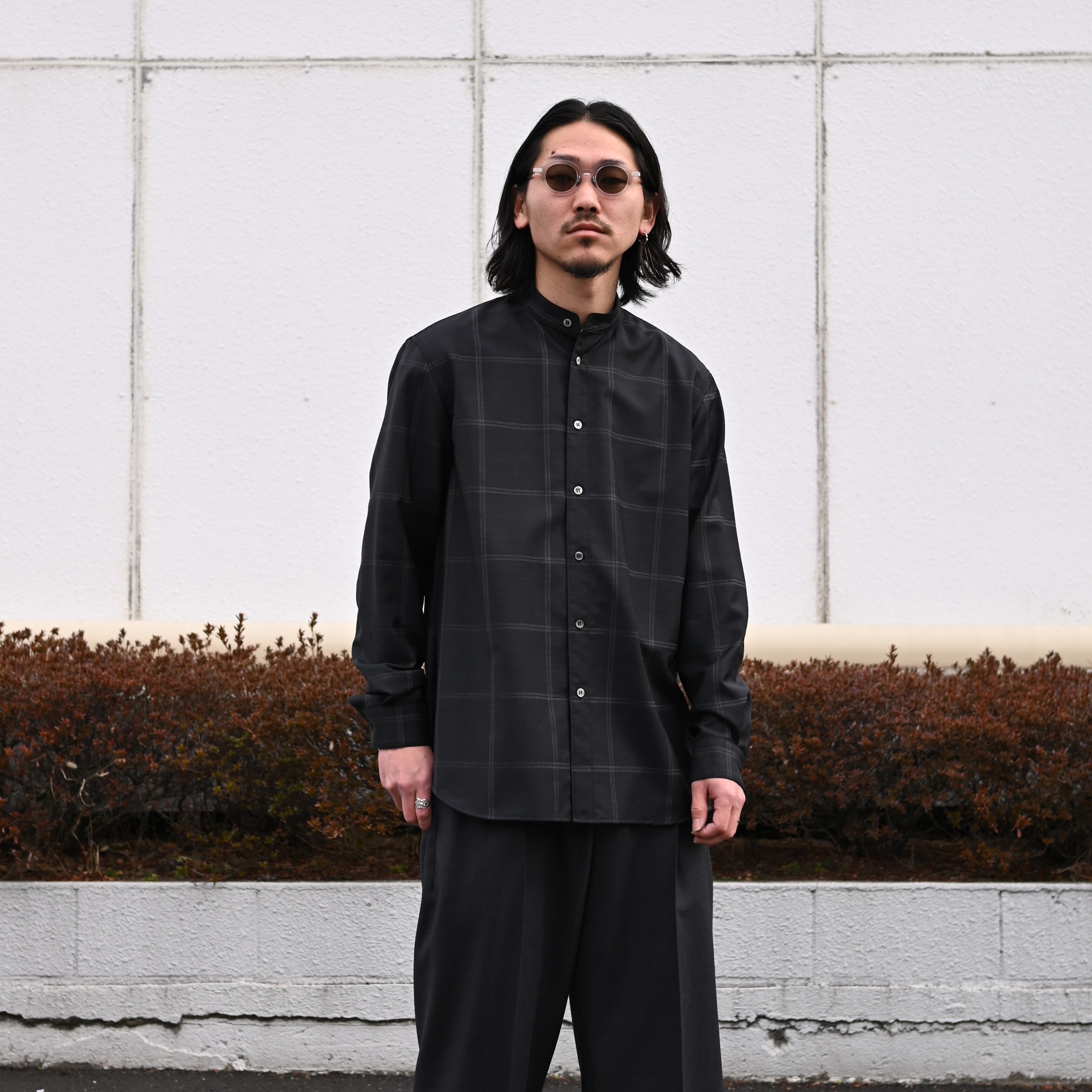 山内 / ノーミュールシングウール・ビッグウィンドウペンシャツ