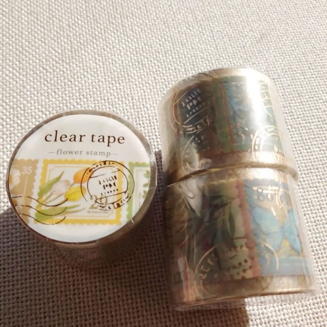 MIND WAVE　クリアテープ　金箔　flower stamp　95167　30mmマステ　MW03