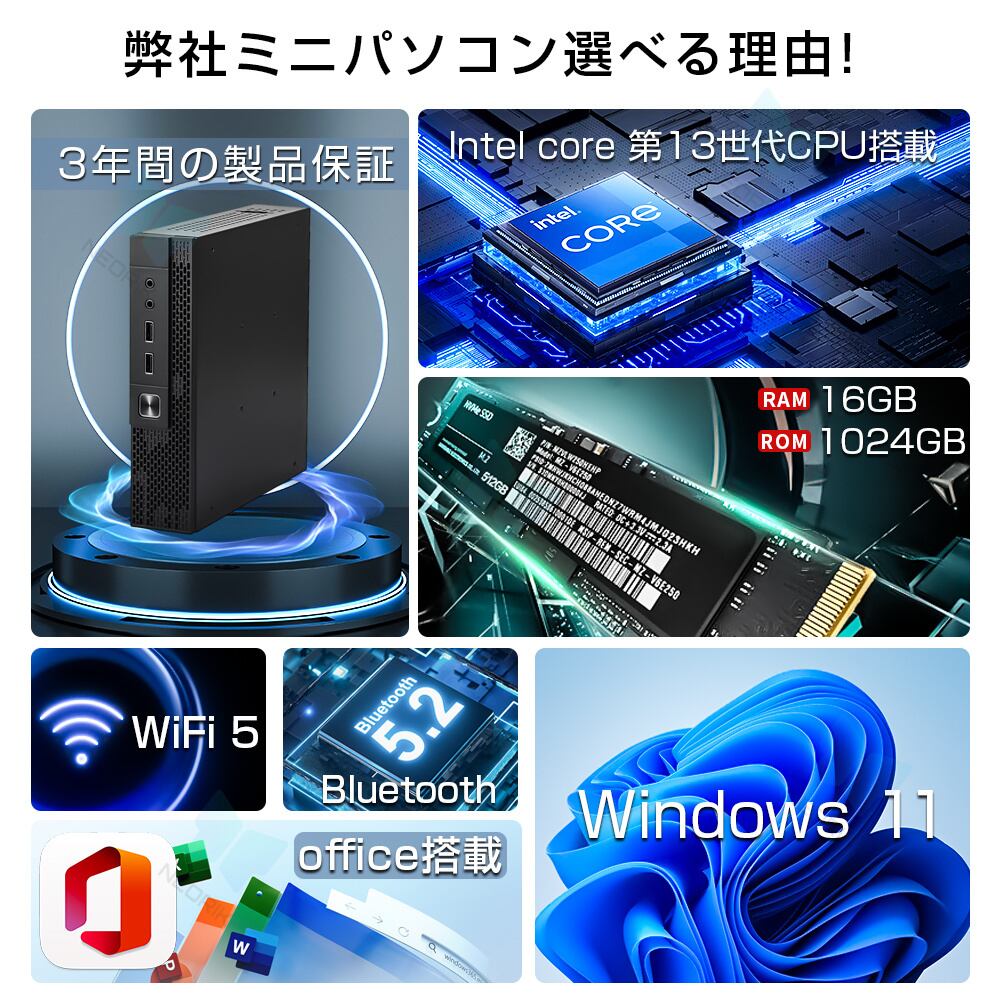 新品・office付き／ミニPC Windows11Pro ミニパソコン mini pc