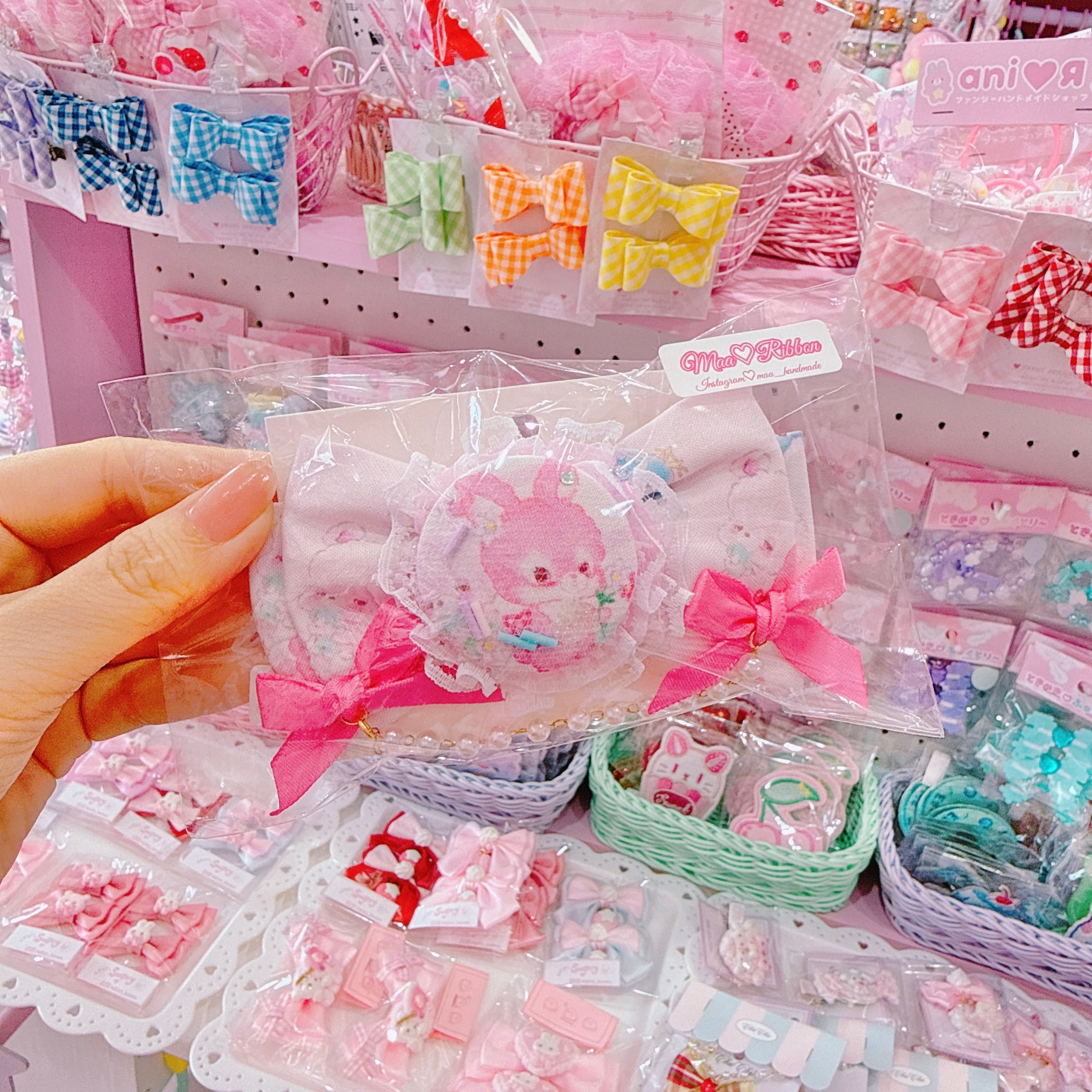 【R14】54-20布リボンヘアクリップ