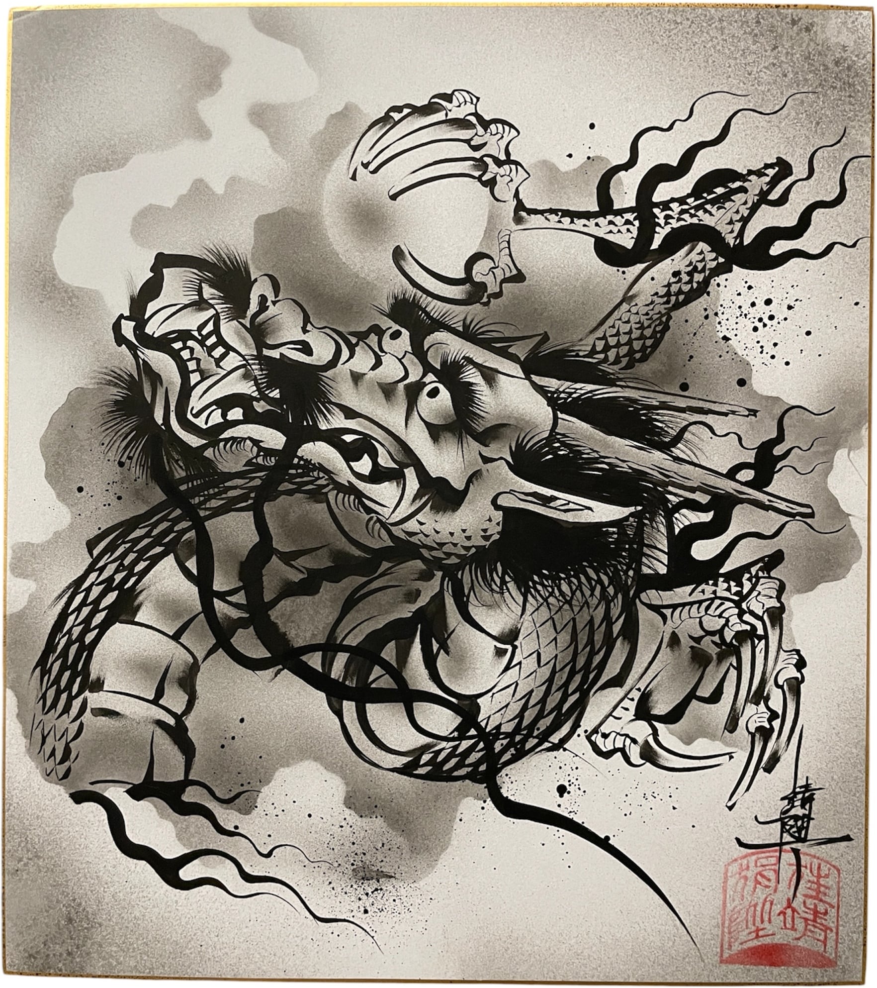 色紙墨画【昇龍-Rising Dragon-】 | Yasunori Kimata