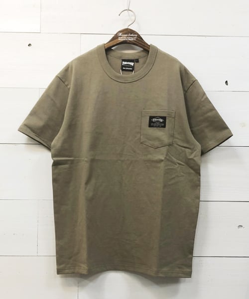 THRASHER(スラッシャー) ダイヤモンドラベル ヘビーウェイト ポケットTシャツ カーキ TH91294P